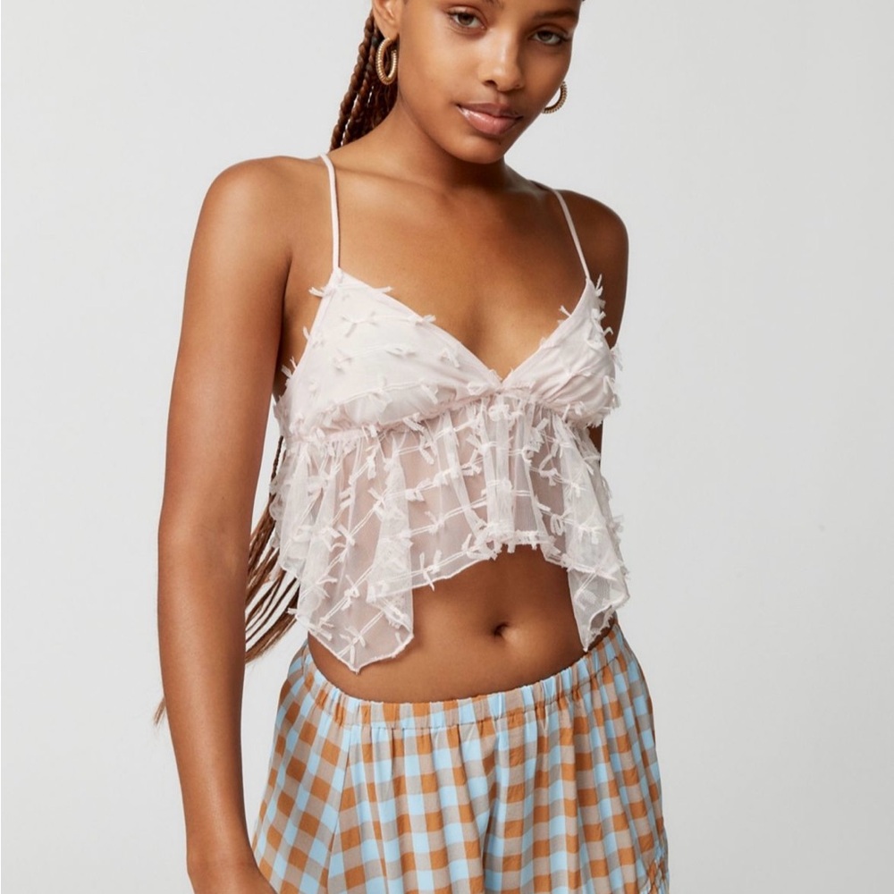 Urban Outfitters Adorable Baby Pink Textured Mesh Camisole